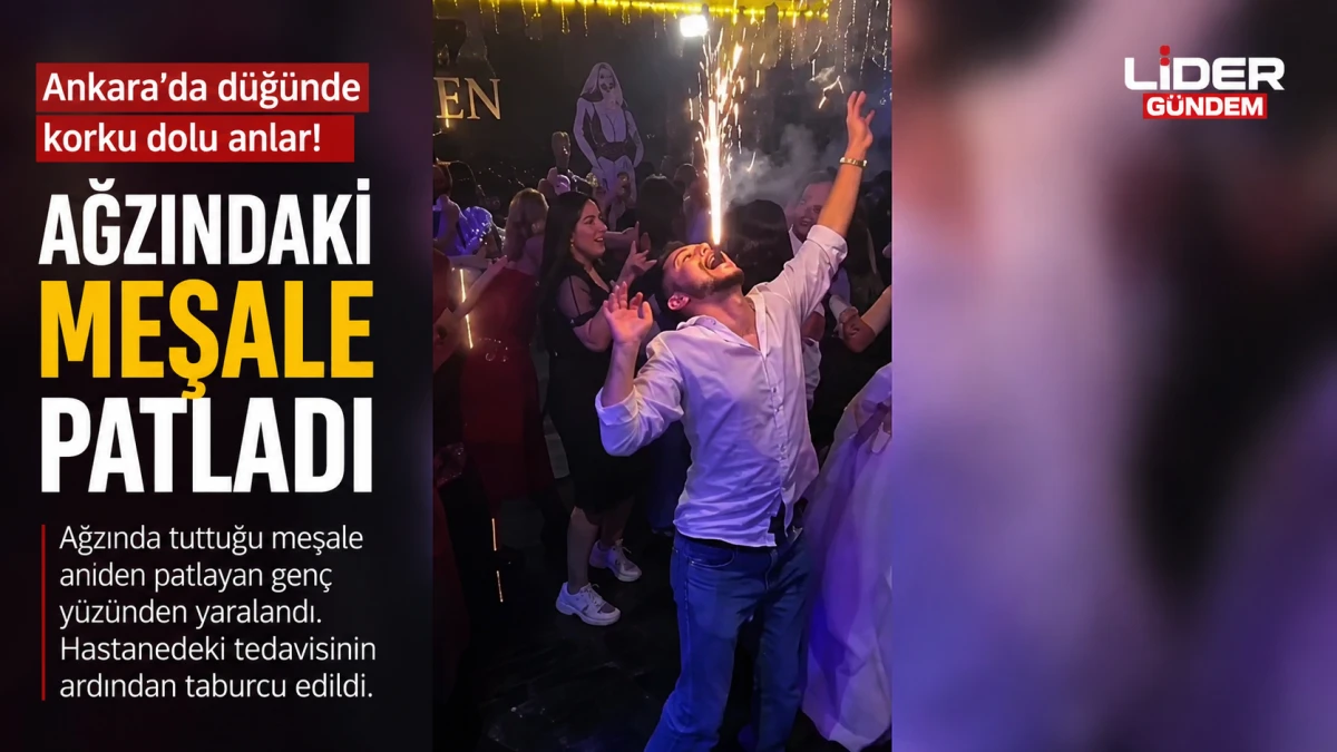 Ankara'da d&uuml;ğ&uuml;nde korku dolu anlar! Ağzındaki meşale patladı