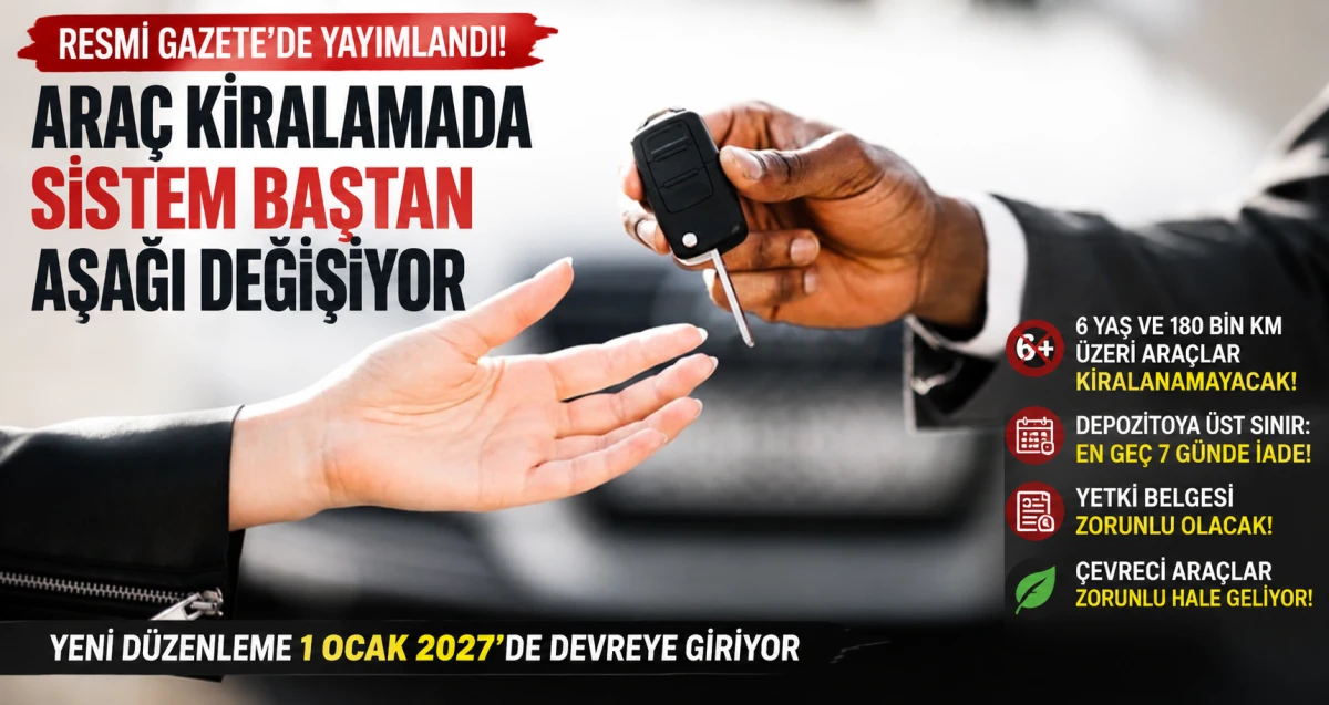 Ara&ccedil; Kiralamada Yeni D&ouml;nem: Yaş, Kilometre ve Depozito Kuralları Değişiyor