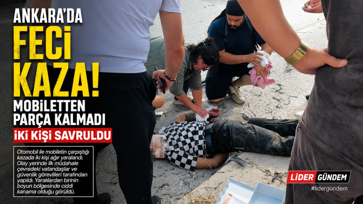 Ayaş Yolu&rsquo;nda Feci Kaza: Mobilet Par&ccedil;alandı, İki Kişi Yola Savruldu