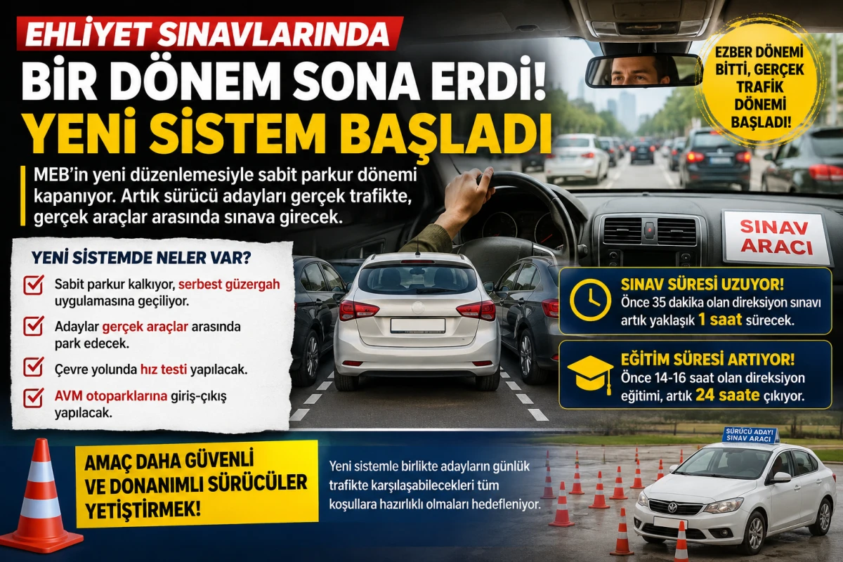 Ehliyet sınavlarında bir d&ouml;nem sona erdi: Yeni sistemde ger&ccedil;ek trafik d&ouml;nemi