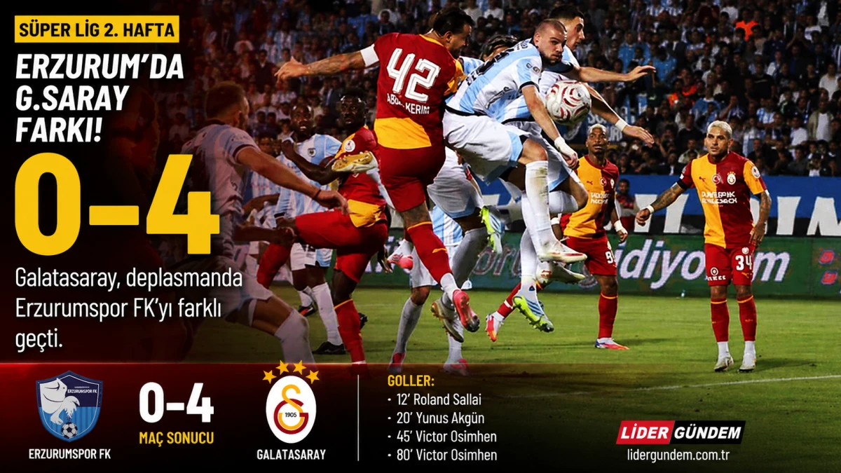 Galatasaray Erzurum&rsquo;da Farka Koştu: 4-0