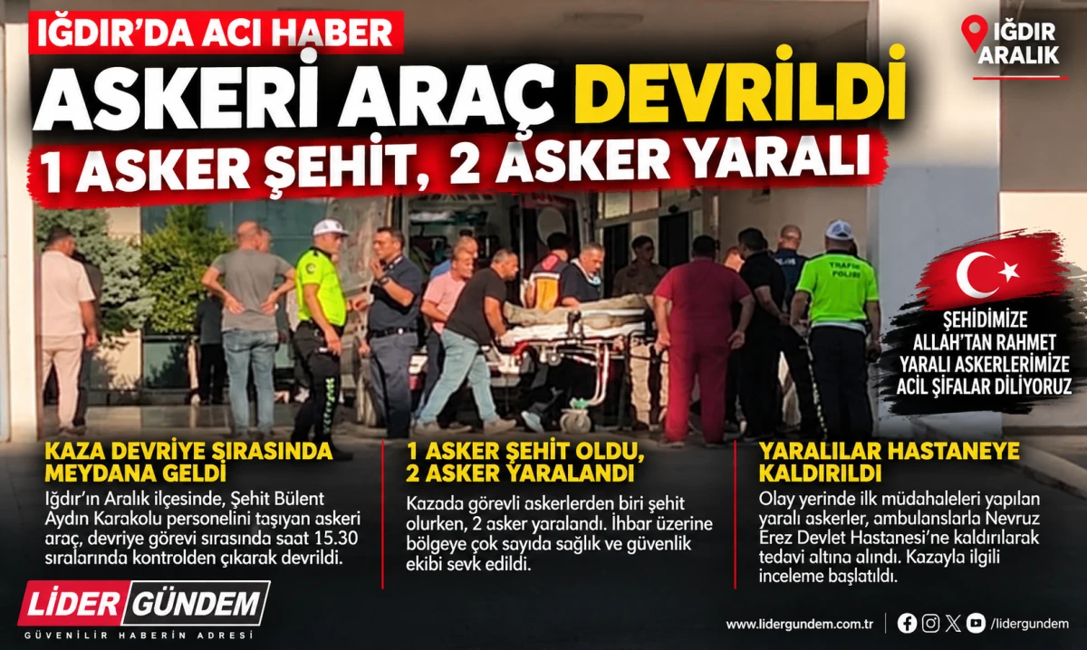 Iğdır&rsquo;da askeri ara&ccedil; devrildi: 1 asker şehit, 2 asker yaralı