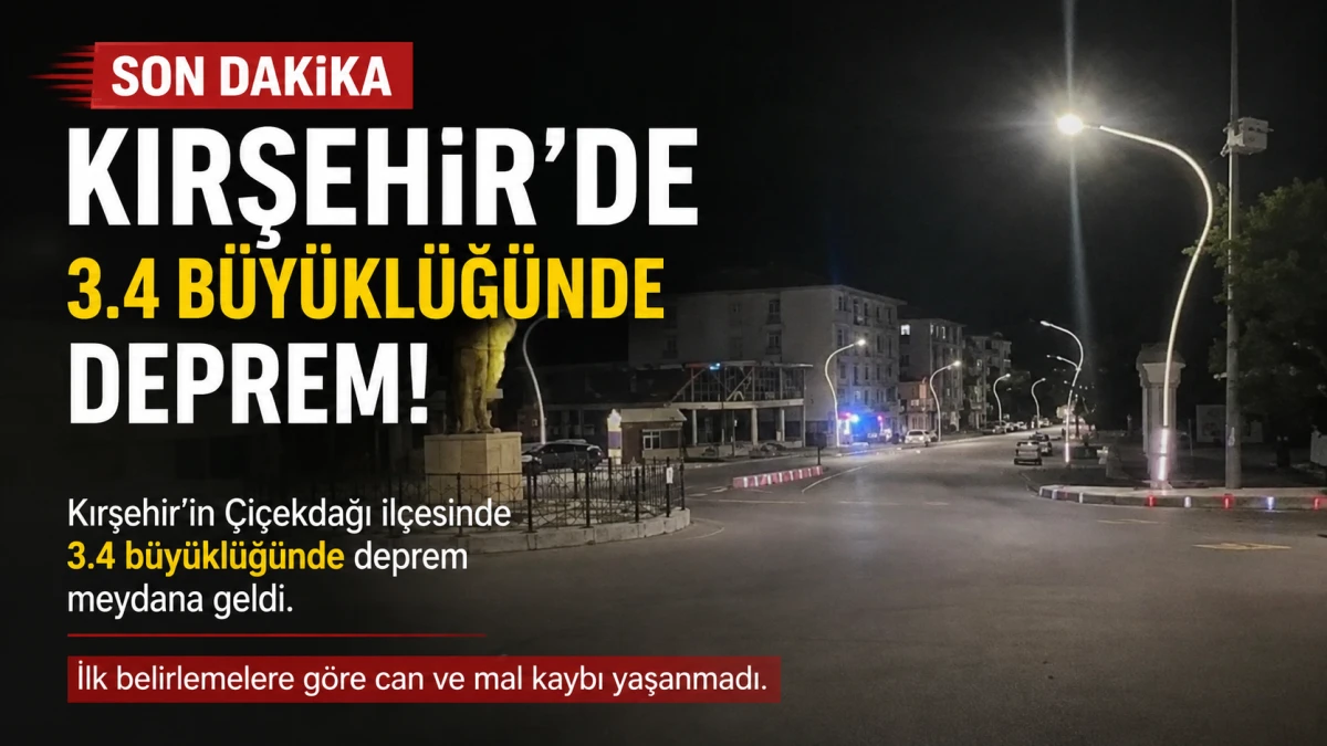 Kırşehir &Ccedil;i&ccedil;ekdağı'nda 3.4 B&uuml;y&uuml;kl&uuml;ğ&uuml;nde Deprem