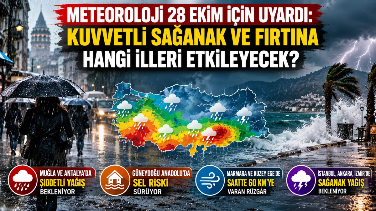 Meteoroloji 28 Ekim i&ccedil;in uyardı: Kuvvetli sağanak ve fırtına hangi illeri etkileyecek?