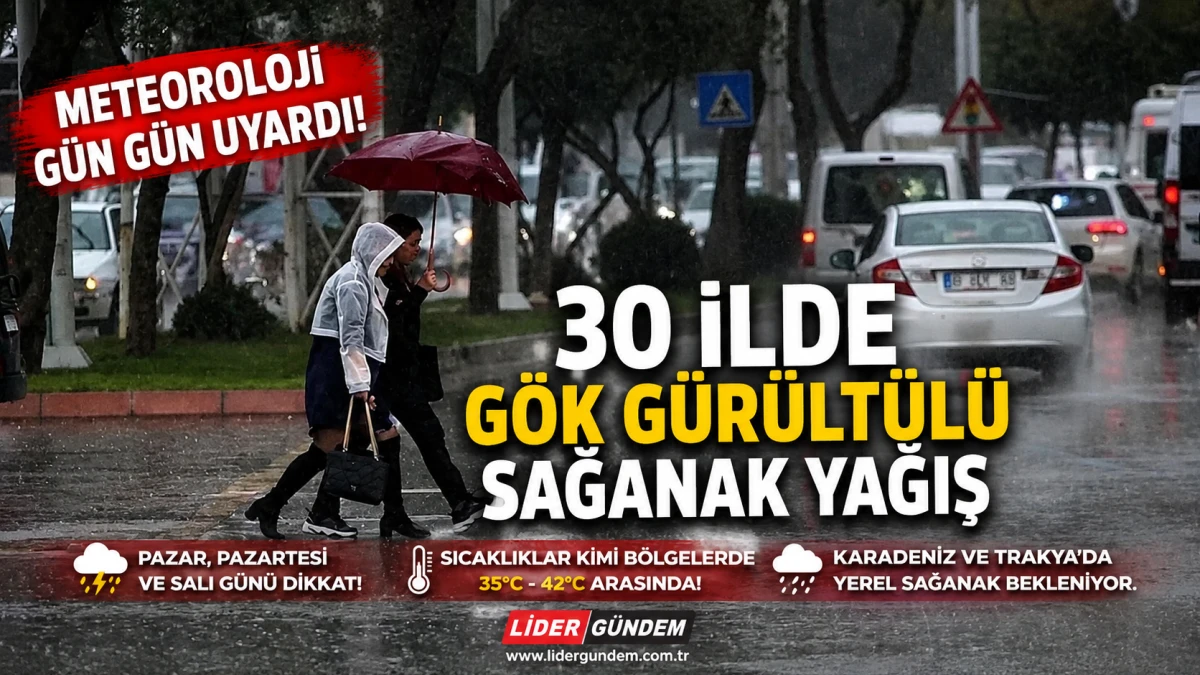 Meteoroloji g&uuml;n g&uuml;n uyardı: 30 ilde g&ouml;k g&uuml;r&uuml;lt&uuml;l&uuml; sağanak bekleniyor