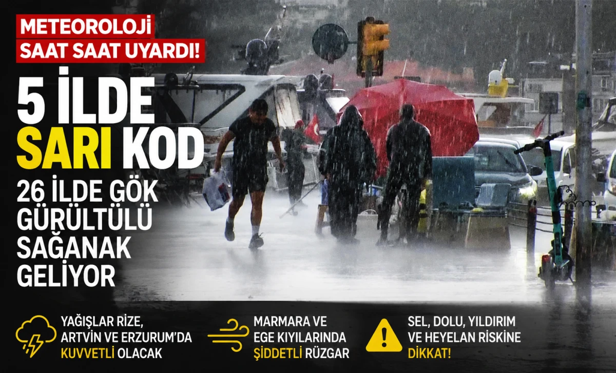 Meteoroloji saat saat uyardı: 5 il i&ccedil;in sarı kod, 26 ilde sağanak bekleniyor