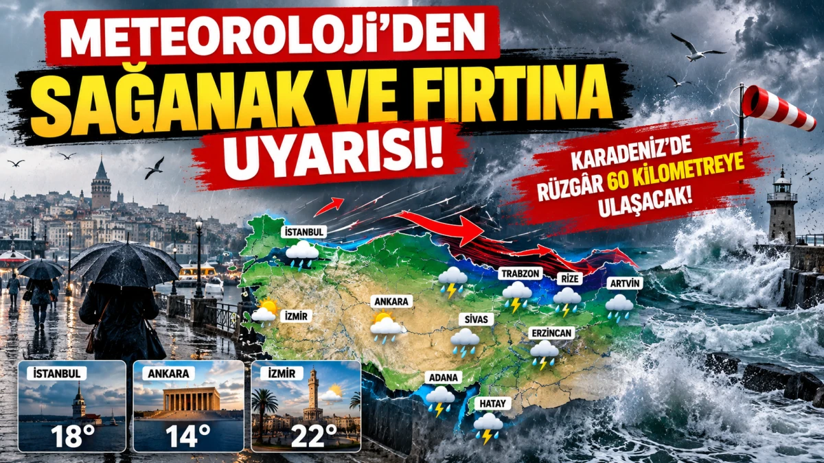 Meteoroloji'den sağanak ve fırtına uyarısı: Karadeniz'de r&uuml;zg&acirc;r 60 kilometreye ulaşacak!