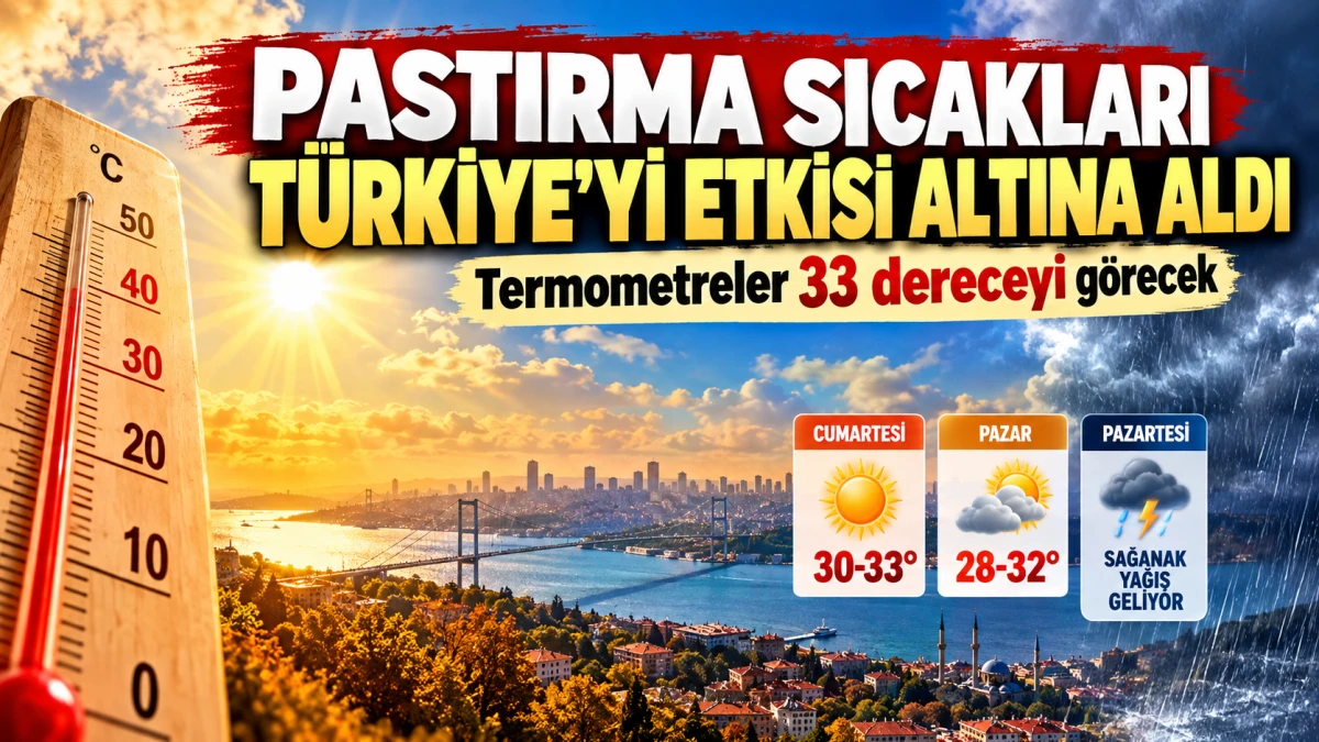 Pastırma sıcakları T&uuml;rkiye'yi etkisi altına aldı: Termometreler 33 dereceyi g&ouml;recek