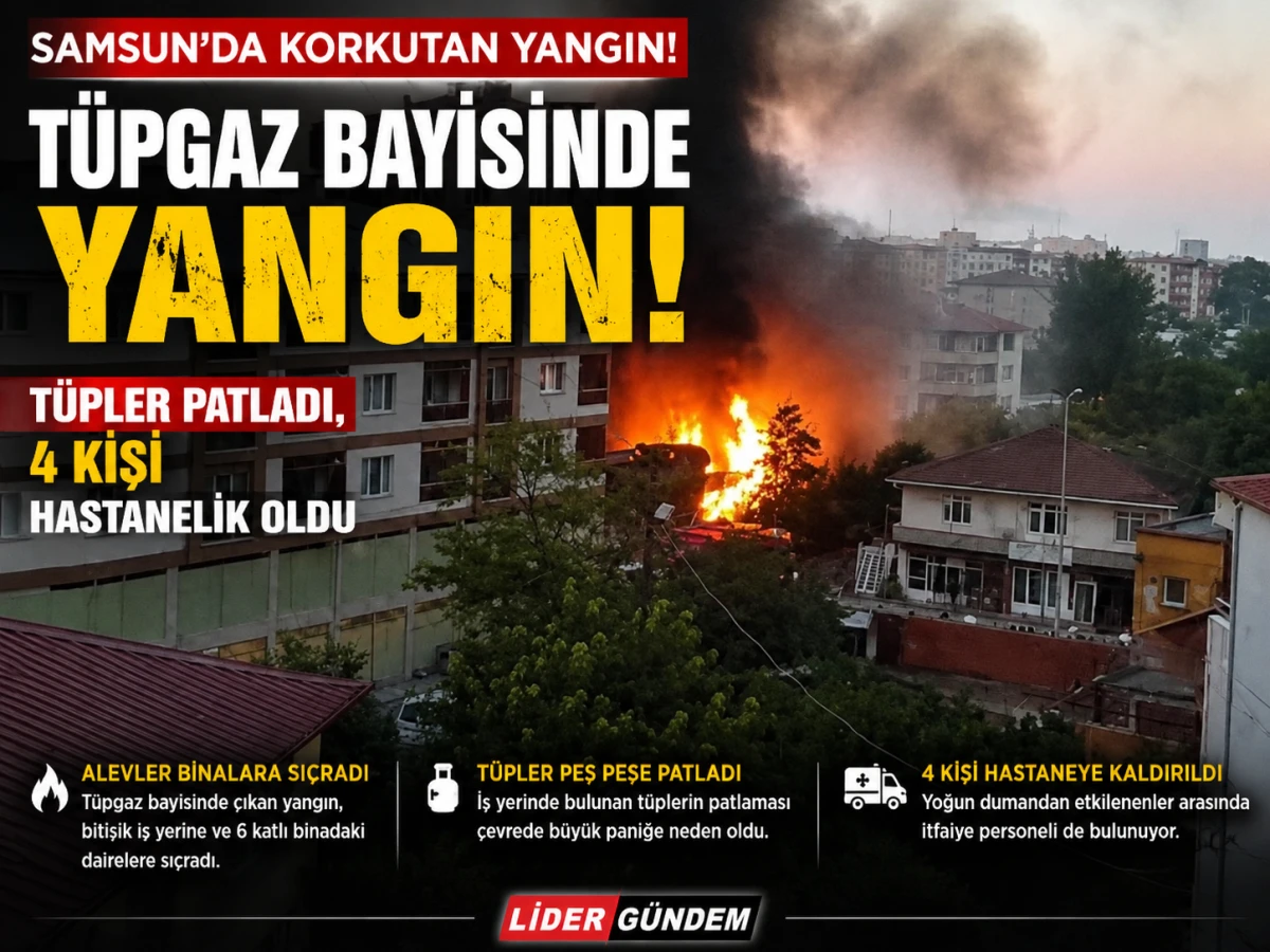 Samsun&rsquo;da t&uuml;pgaz bayisinde yangın: T&uuml;pler peş peşe patladı, 4 kişi hastanelik oldu