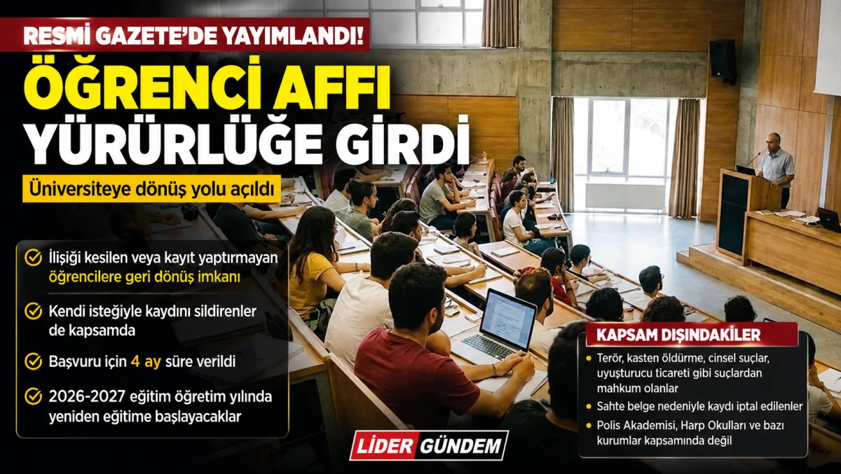 &Uuml;niversiteye d&ouml;n&uuml;ş yolu a&ccedil;ıldı: &Ouml;ğrenci affı Resmi Gazete&rsquo;de yayımlandı