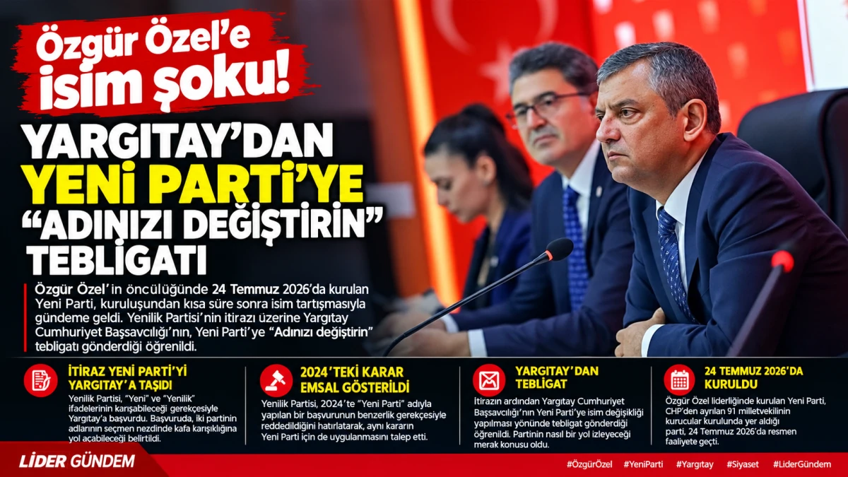 Yeni Parti&rsquo;de isim krizi: Yargıtay&rsquo;dan &ldquo;Adınızı değiştirin&rdquo; tebligatı